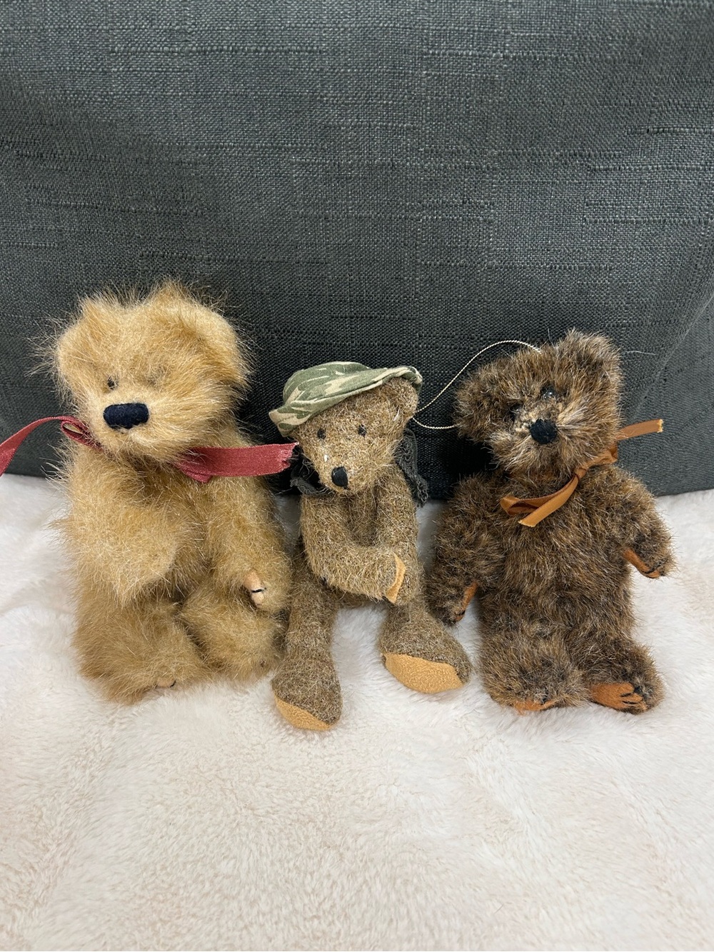Set of 3 Vintage Articulated Teddy Bears Plush Collectible Mini Bears